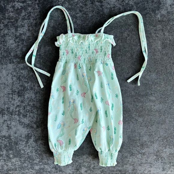 Sweet Honey Mermaid Smocked Romper Size 12 Months - Picture 2 of 8